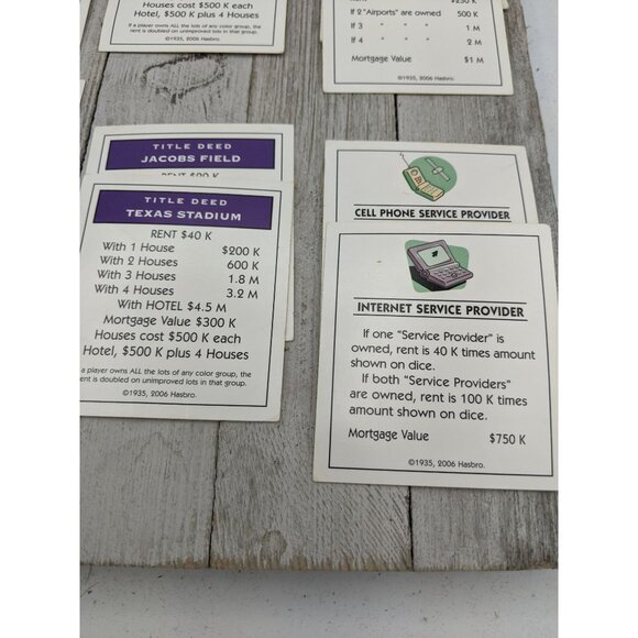 Monopoly Electronic Banking 2007 Replacement Property Cards Complete - Picture 3 of 7